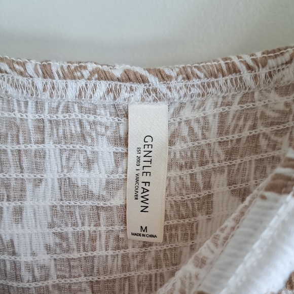 Gentle Fawn Beige Leaf-Print Maxi Dress with Smocked Bodice - Picture 2 of 5